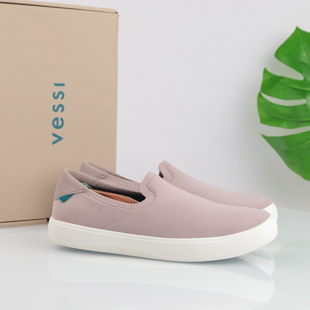 Vessi Womens Boardwalk Slip-On Sneakers Size 10 Waterproof Mauve Marsh Flat Shoe